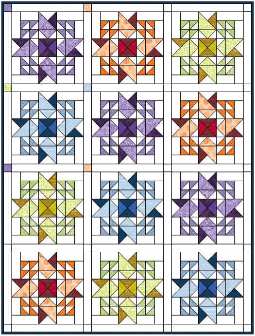 Moda Blockheads Bellissimo Star Free Quilt Block Pattern Sample Layout