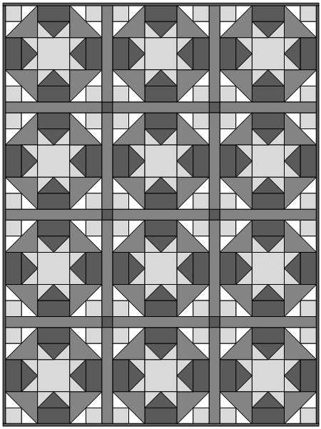 Sample quilt layout for Moda Blockheads Sweet Pea Quilt Block